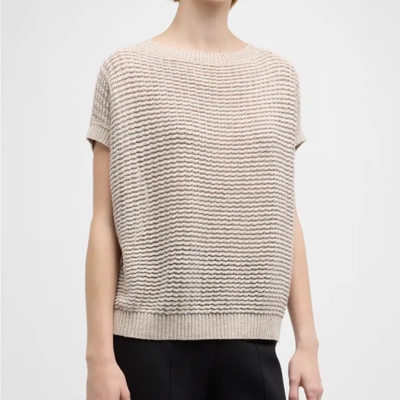 Lafayette 148 cashmere short sleeve textured stitch sweater NWT - Picture 1 of 8